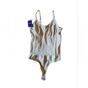 Hey Shape Ribbed Beige Strappy Layering Bodysuit Size M NWT